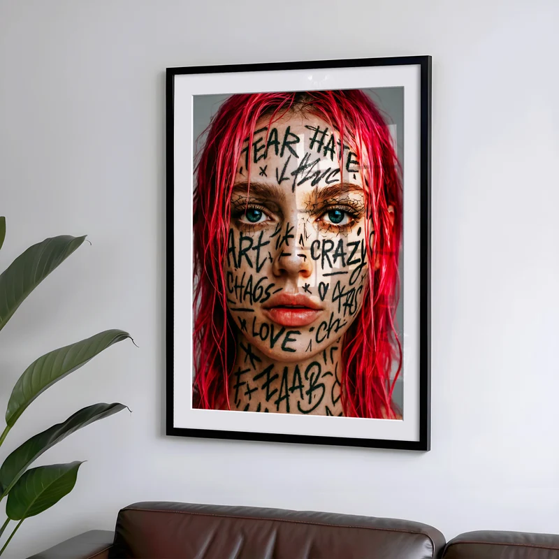 Frau Tattoo Poster Urbane Kunst Print - Mode Poster - Moderne Vintage Bilder & Wohndekoration - Wanddekoration Wohnzimmer Schlafzimmer Deko