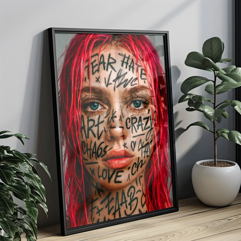 Frau Tattoo Poster Urbane Kunst Print - Mode Poster - Moderne Vintage Bilder & Wohndekoration - Wanddekoration Wohnzimmer Schlafzimmer Deko