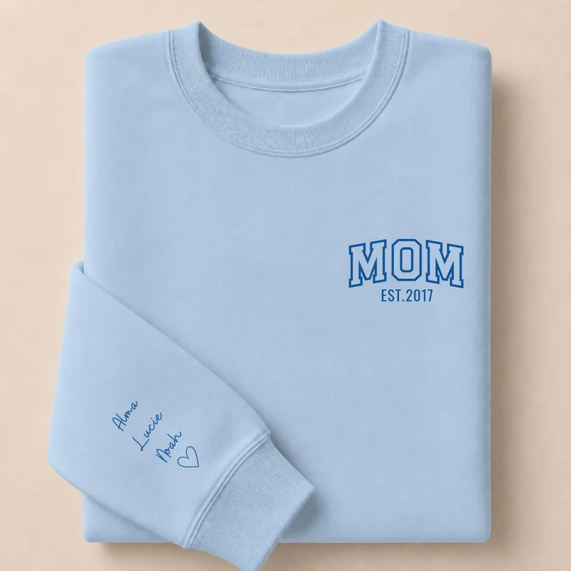 Pull personnalisé maman - MOM avec prénoms brodés