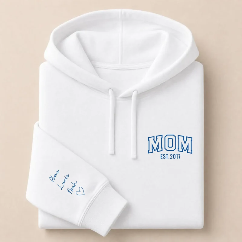 Pull personnalisé maman - MOM avec prénoms brodés