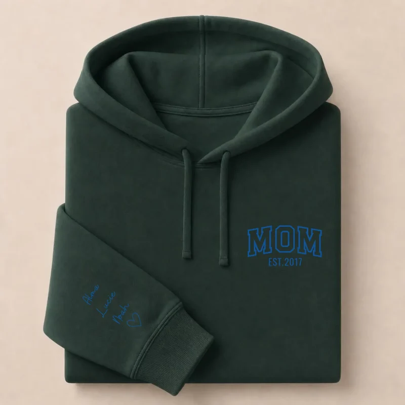 Pull personnalisé maman - MOM avec prénoms brodés