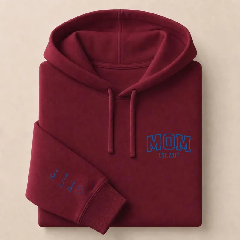 Pull personnalisé maman - MOM avec prénoms brodés