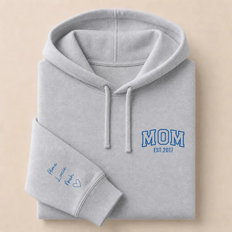 Pull personnalisé maman - MOM avec prénoms brodés
