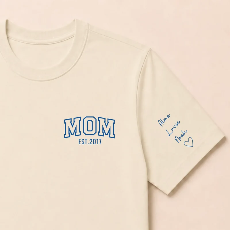 Pull personnalisé maman - MOM avec prénoms brodés
