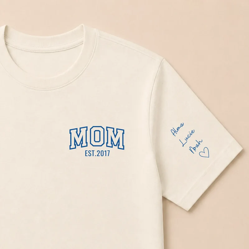 Pull personnalisé maman - MOM avec prénoms brodés