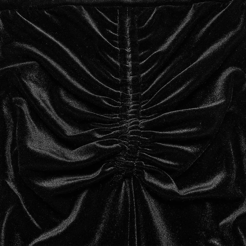 Gothic-Schlaghose aus Samt mit Netzstoff und Mond-Kordelzug für Damen