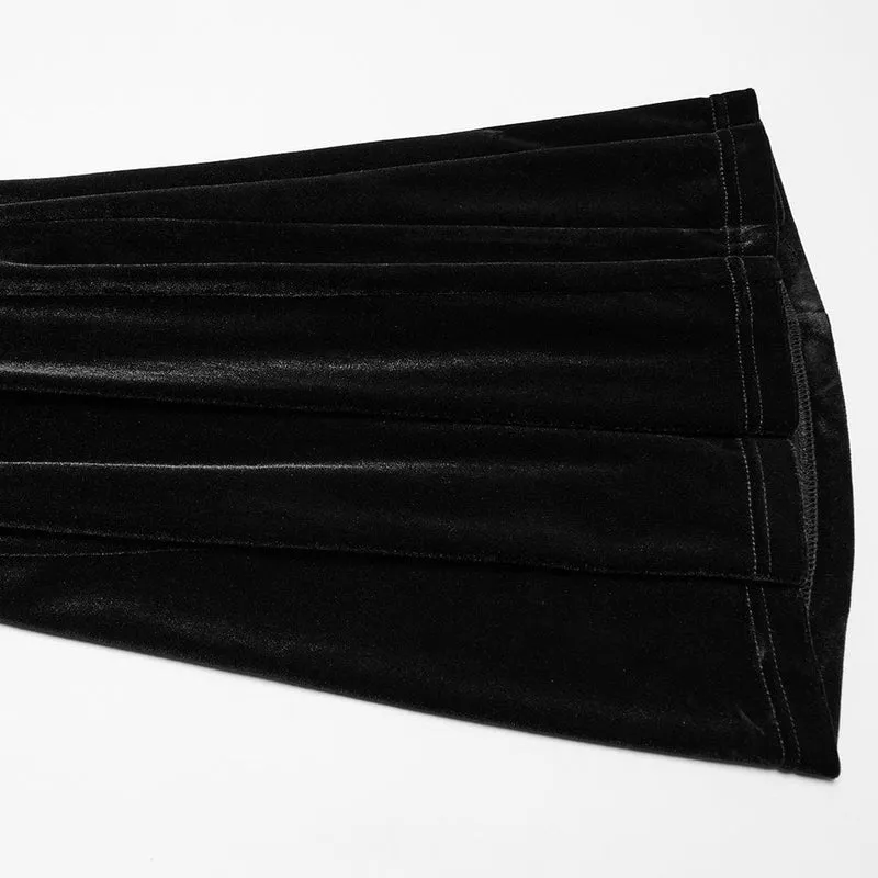 Gothic-Schlaghose aus Samt mit Netzstoff und Mond-Kordelzug für Damen