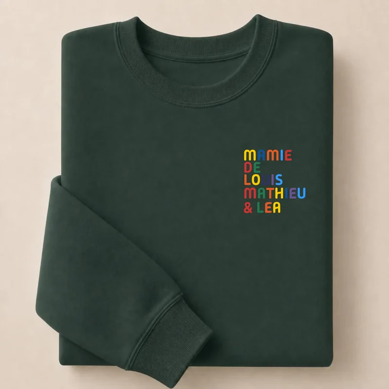 T-shirt personnalisé mamie - Prénoms multicolores brodés
