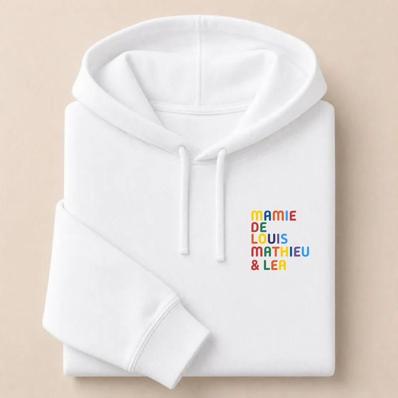 T-shirt personnalisé mamie - Prénoms multicolores brodés