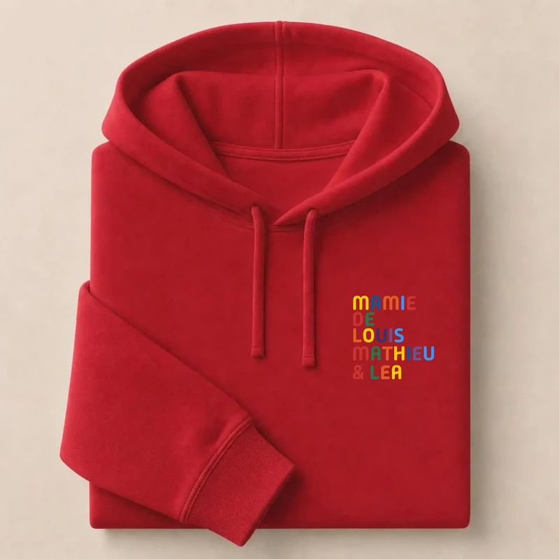 T-shirt personnalisé mamie - Prénoms multicolores brodés