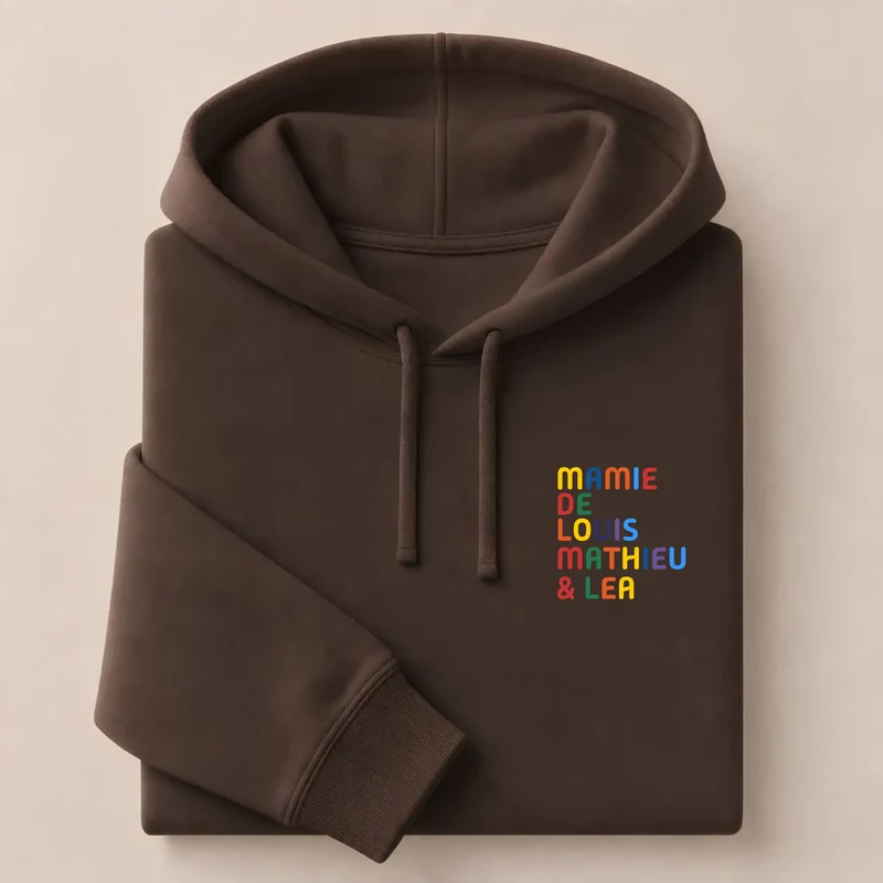 T-shirt personnalisé mamie - Prénoms multicolores brodés
