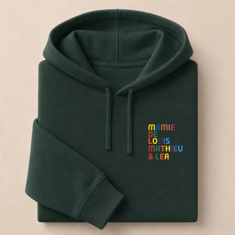 T-shirt personnalisé mamie - Prénoms multicolores brodés