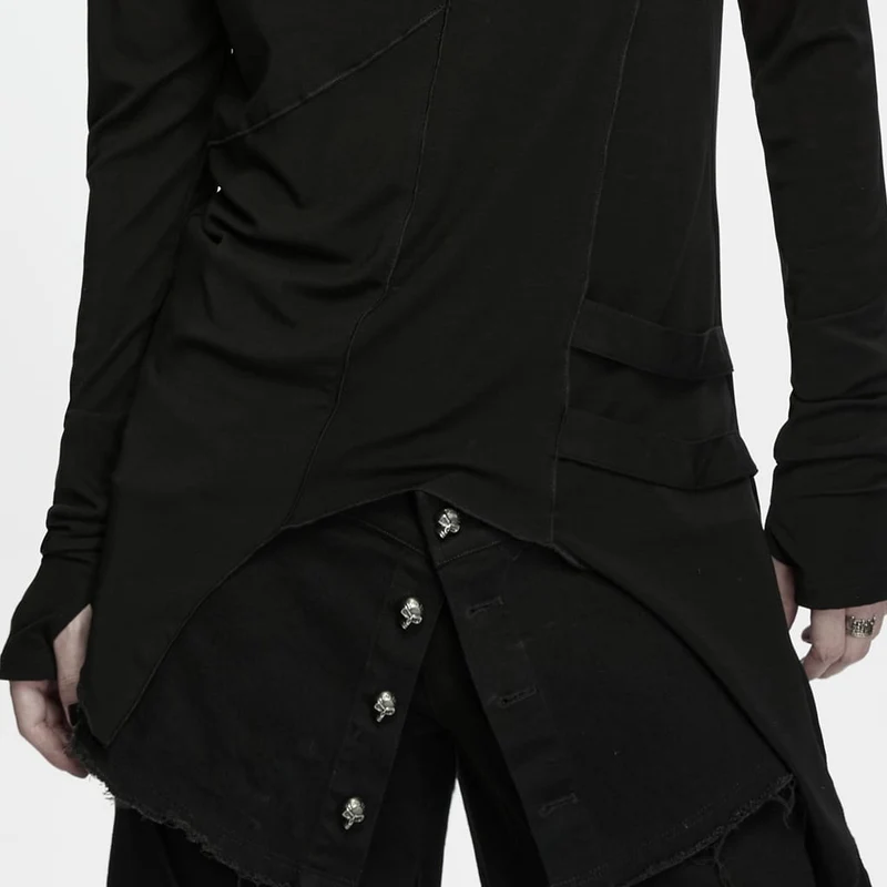 Gothic Herren-Langarmshirt mit asymmetrischem Rollkragen