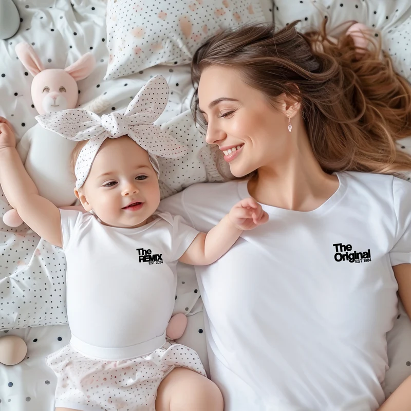 The Original The Remix Shirts Vater Sohn Partnerlook Mama Tochter Outfit Set Papa Geschenk Baby Vatertag Babybody bedruckt personalisiert