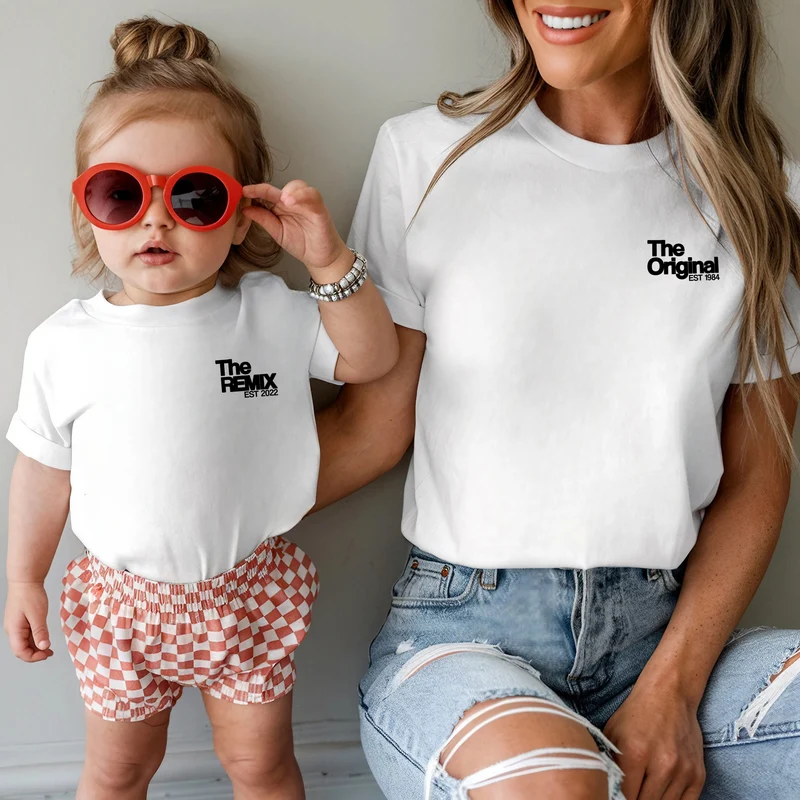 The Original The Remix Shirts Vater Sohn Partnerlook Mama Tochter Outfit Set Papa Geschenk Baby Vatertag Babybody bedruckt personalisiert