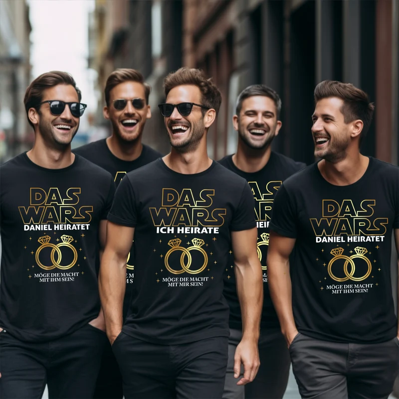 DAS WARS JGA Shirt Männer Junggesellenabschied Jga T-Shirts Hochzeit Bräutigam Wunschname Shirts jga
