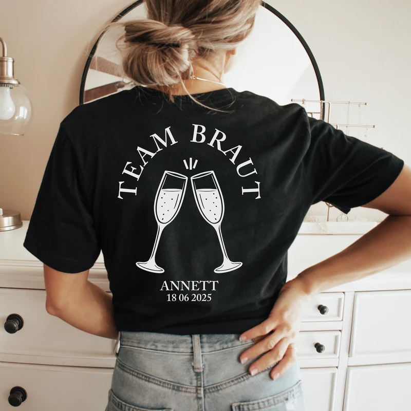 JGA Shirt Personalisiert Junggesellinnenabschied tshirts Frauen JGA Shirt Braut Team Braut Shirts Party Feiern Unisex XS - 3XL