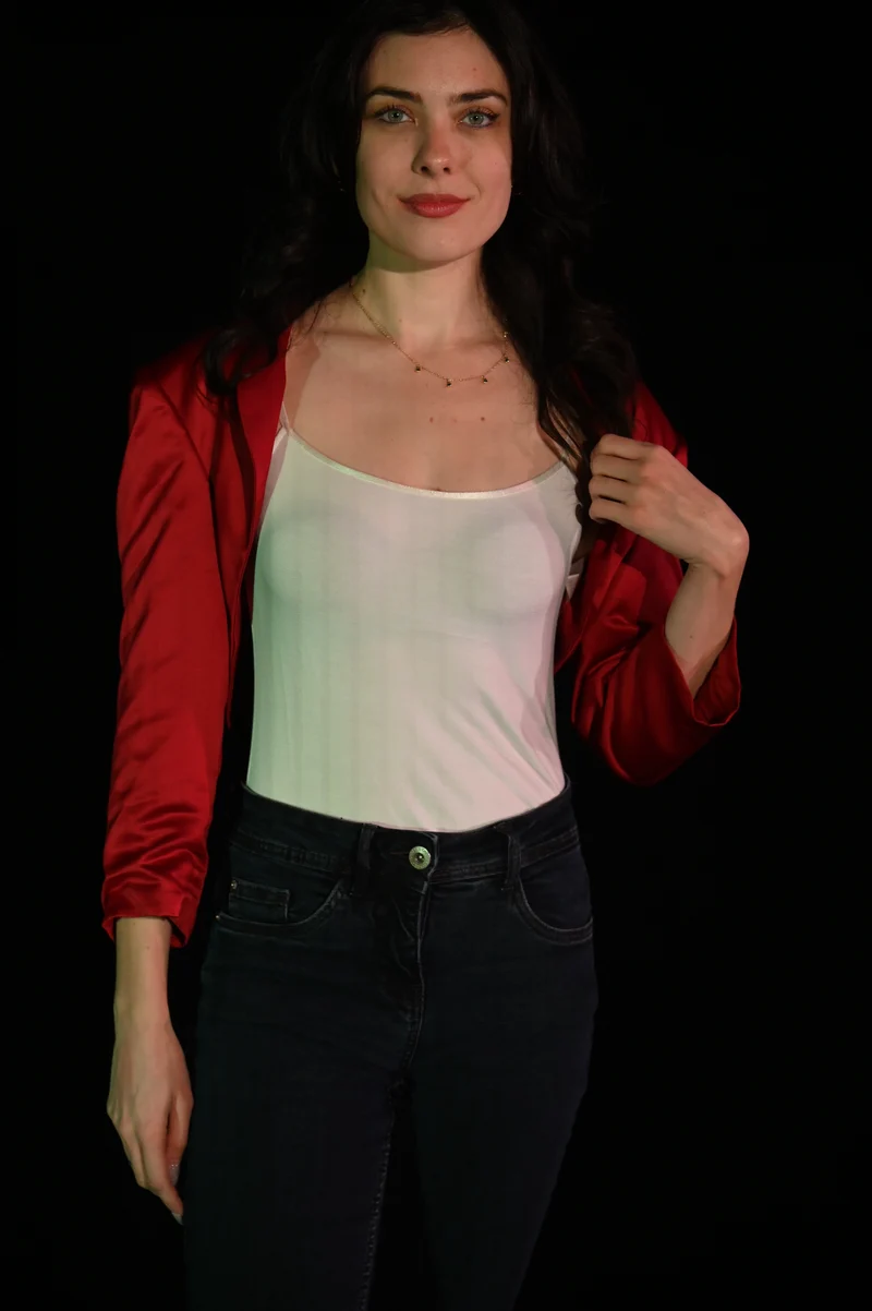 Jacke - Bolero Roter Satin - W187