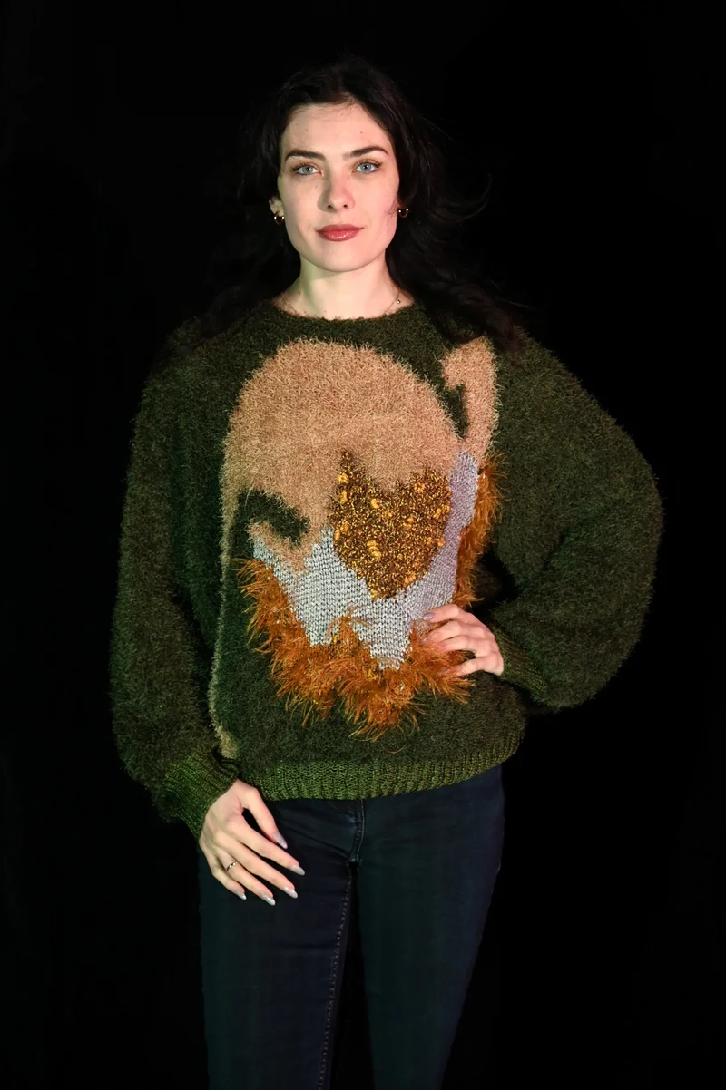 Pullover - Grüner Fransenpulli - W159