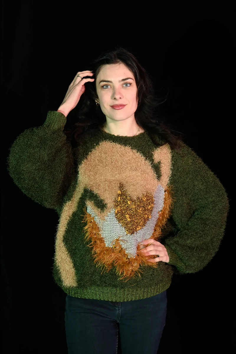 Pullover - Grüner Fransenpulli - W159