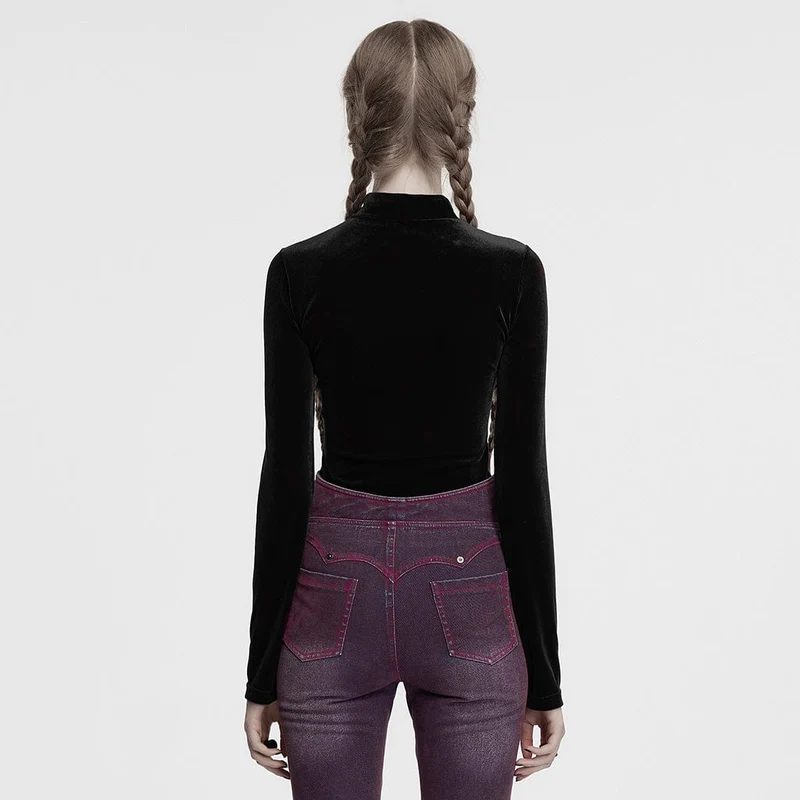 Gothic Moon Cutout Mesh Splice Samthemd für Damen