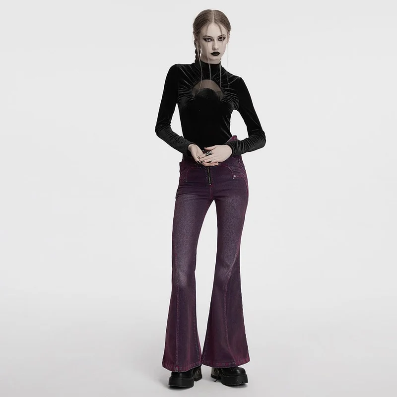 Gothic Moon Cutout Mesh Splice Samthemd für Damen