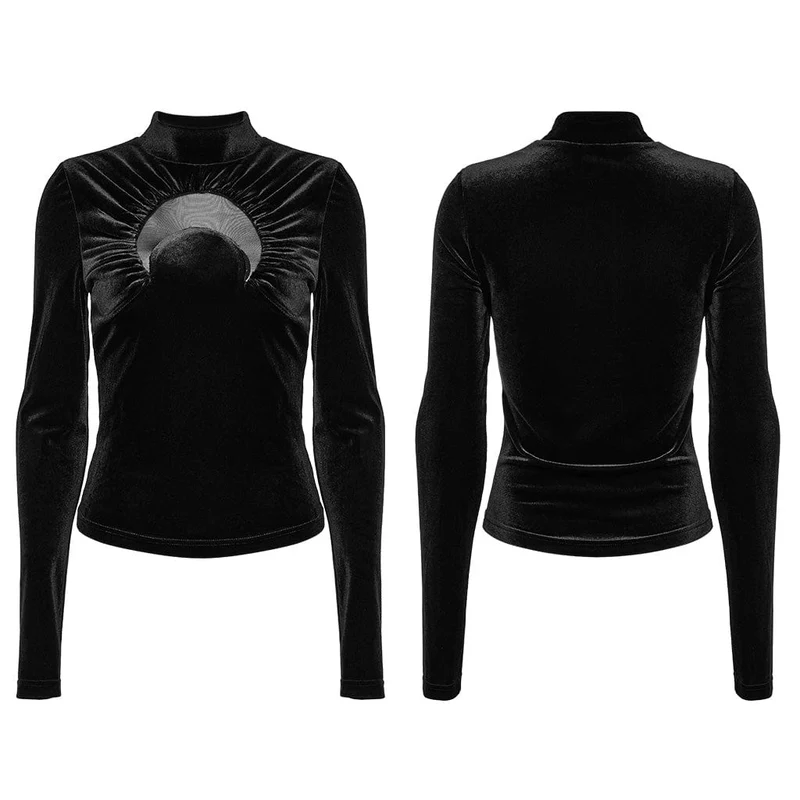 Gothic Moon Cutout Mesh Splice Samthemd für Damen
