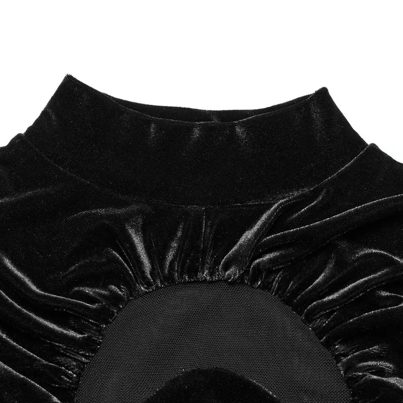 Gothic Moon Cutout Mesh Splice Samthemd für Damen