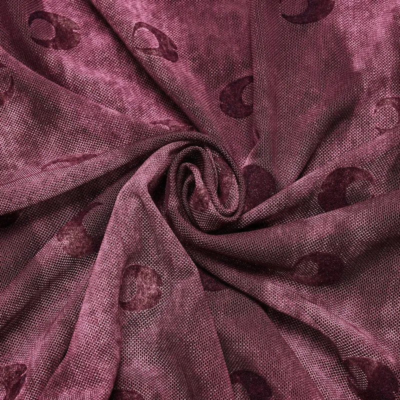 Gerafftes Netzhemd mit Gothic-Mond-Print für Damen in Rot