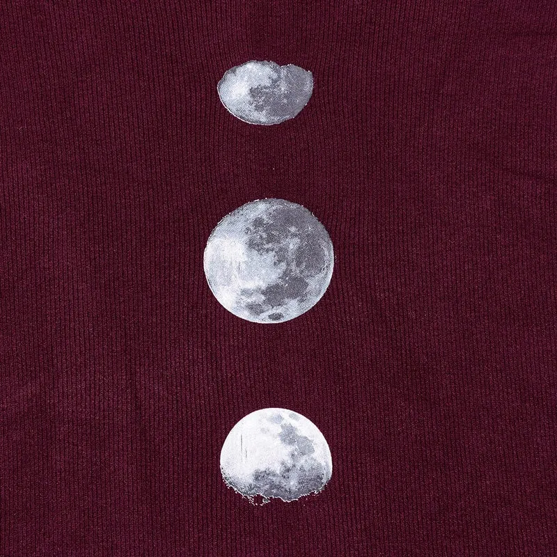 Flauschiger Mantel mit Gothic-Moon-Print für Damen in Rot