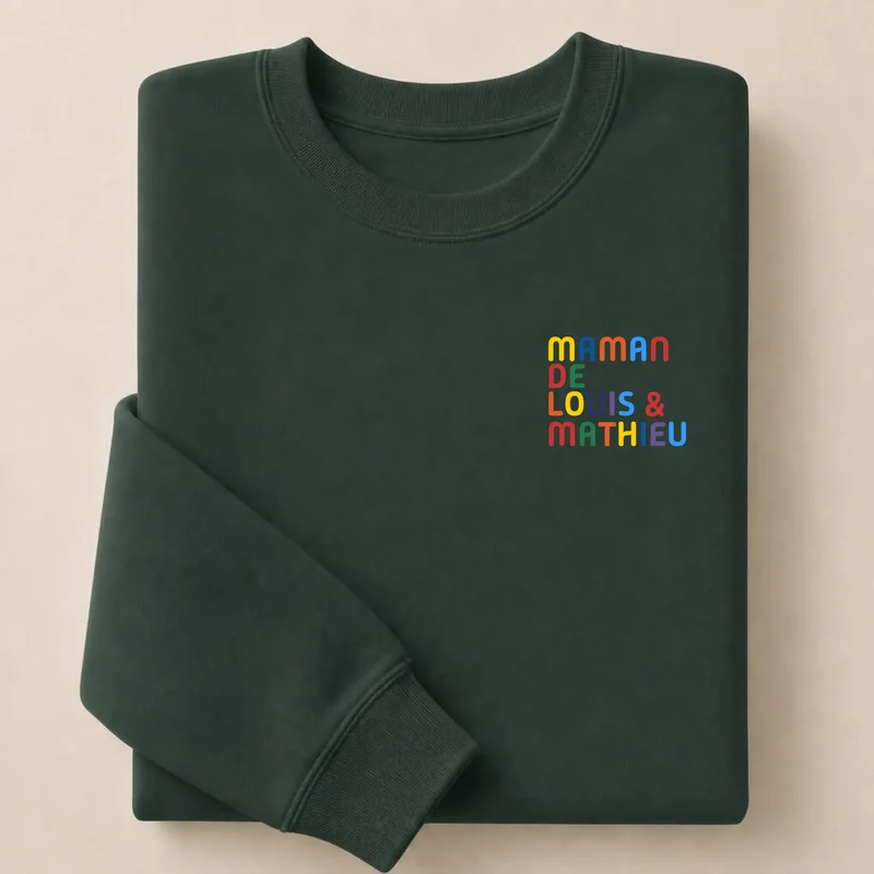 Pull personnalisé maman - Prénoms multicolore brodé