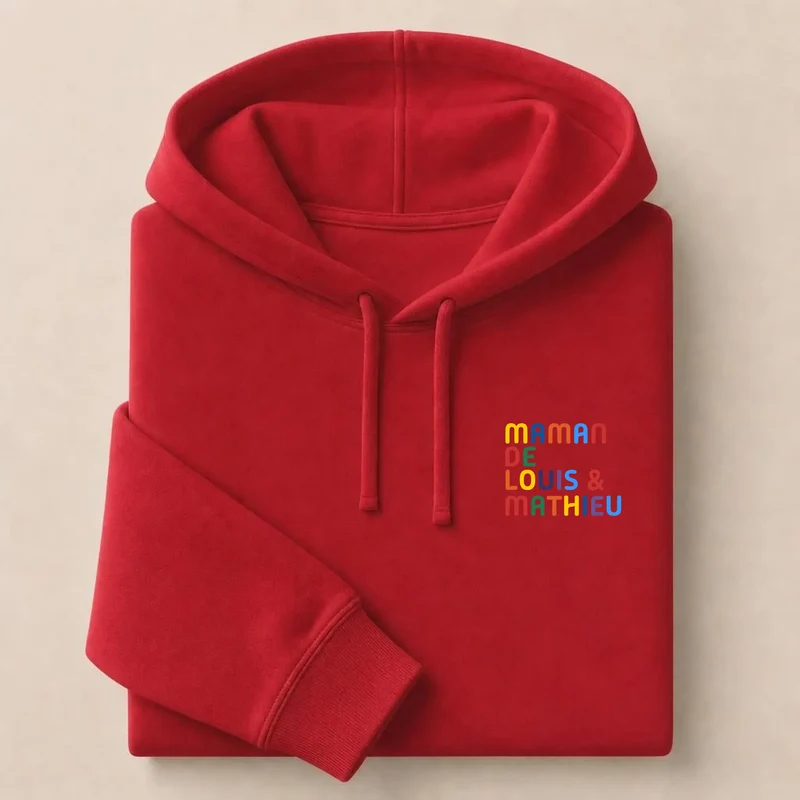 Pull personnalisé maman - Prénoms multicolore brodé