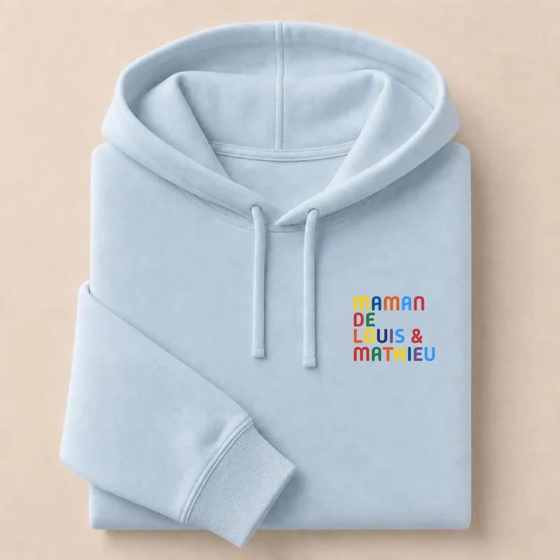 Pull personnalisé maman - Prénoms multicolore brodé