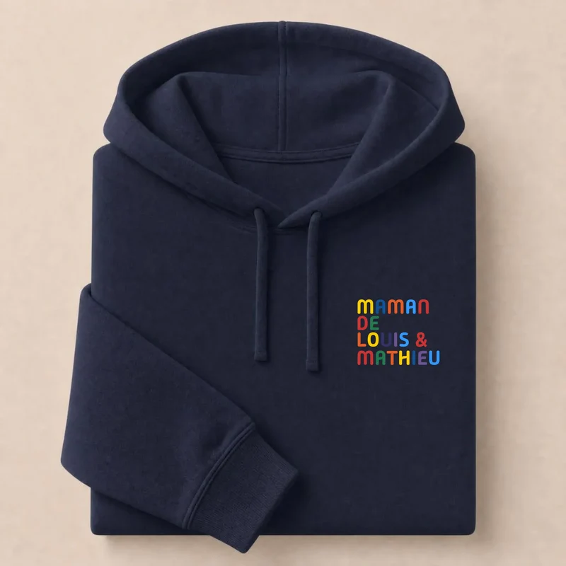Pull personnalisé maman - Prénoms multicolore brodé