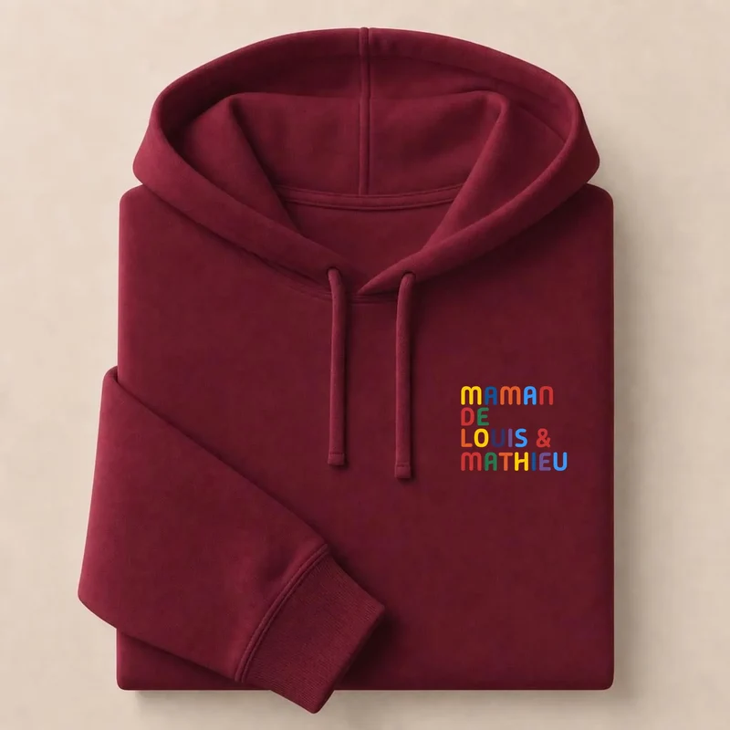 Pull personnalisé maman - Prénoms multicolore brodé