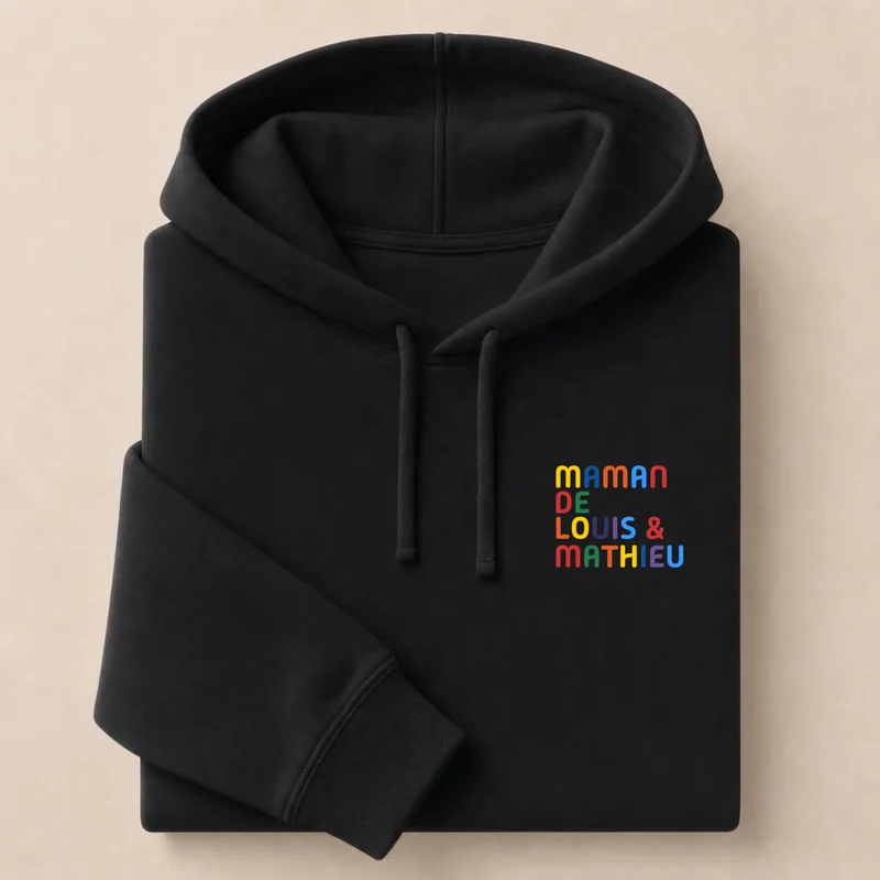 Pull personnalisé maman - Prénoms multicolore brodé