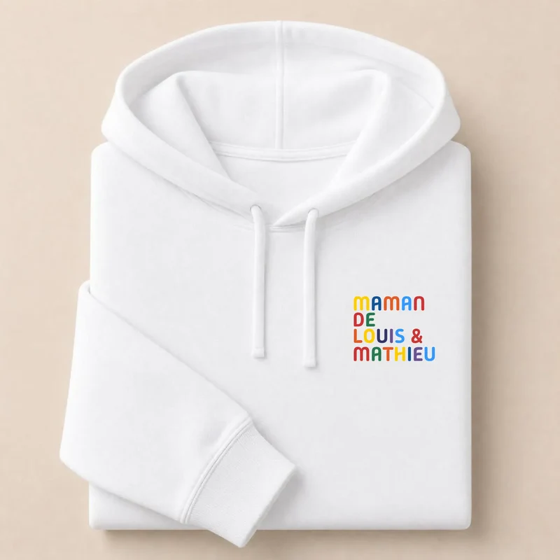 T-shirt personnalisé maman - Prénoms multicolores brodés