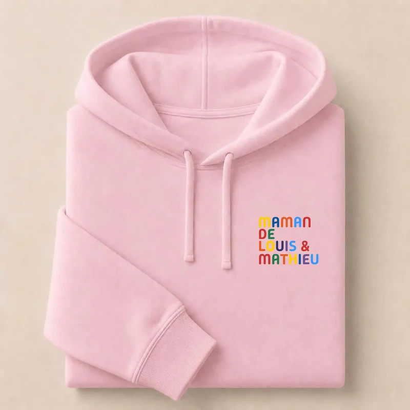 T-shirt personnalisé maman - Prénoms multicolores brodés