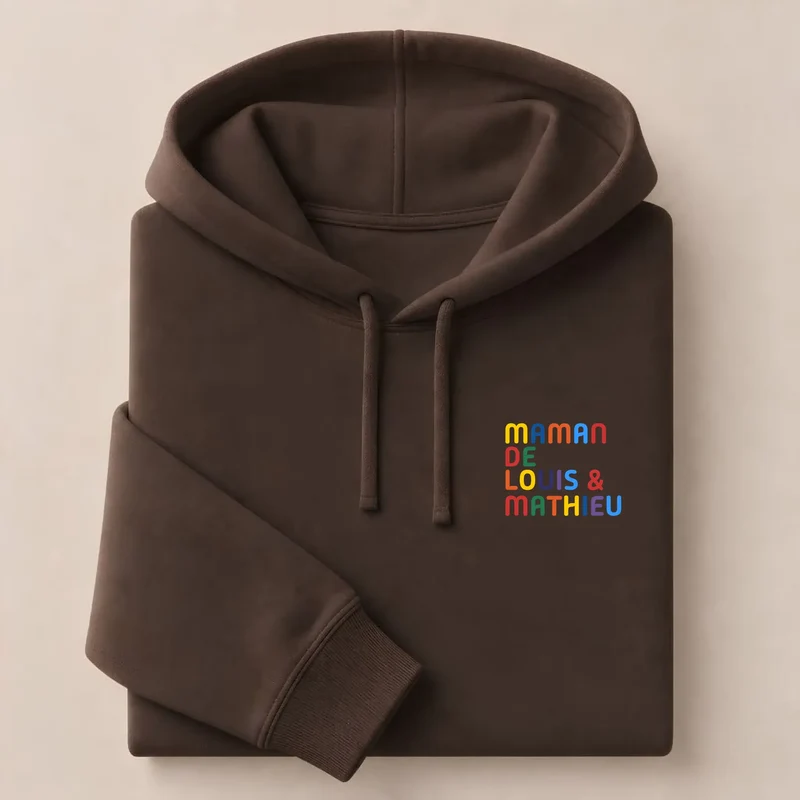 T-shirt personnalisé maman - Prénoms multicolores brodés