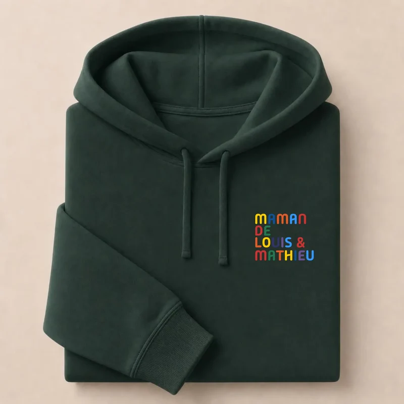T-shirt personnalisé maman - Prénoms multicolores brodés