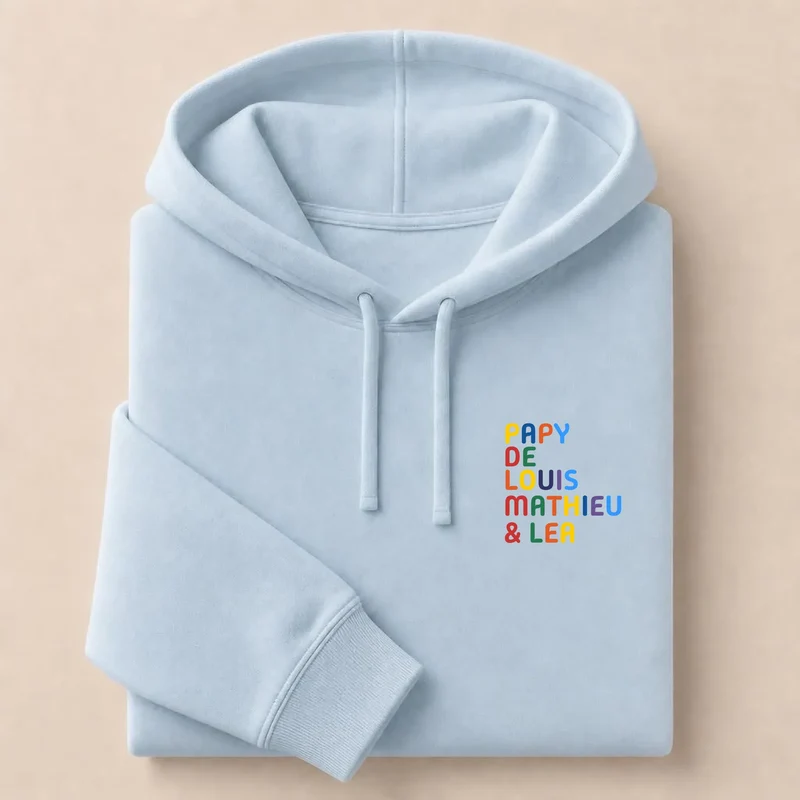 Pull personnalisé papy - Prénoms multicolores brodés