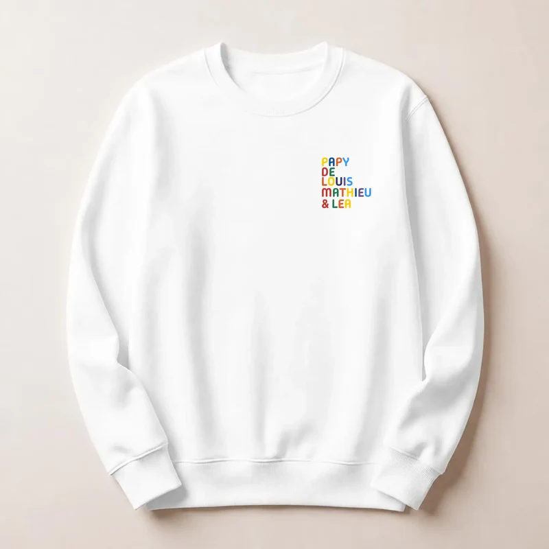 T-shirt personnalisé papy - Prénoms multicolores brodés
