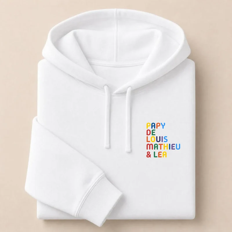 T-shirt personnalisé papy - Prénoms multicolores brodés