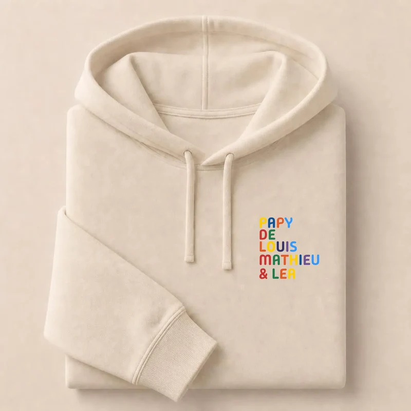 T-shirt personnalisé papy - Prénoms multicolores brodés