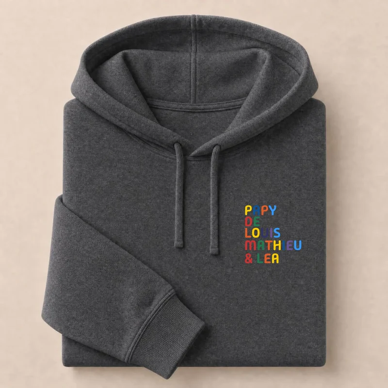 T-shirt personnalisé papy - Prénoms multicolores brodés