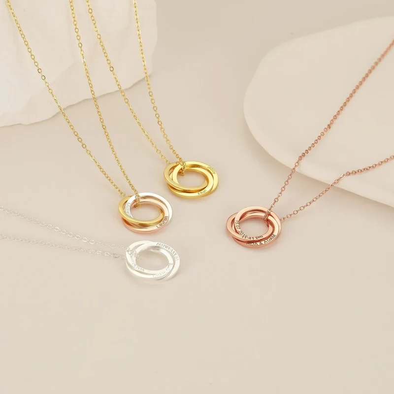 Interlocking Hearts Necklace Sister Gift