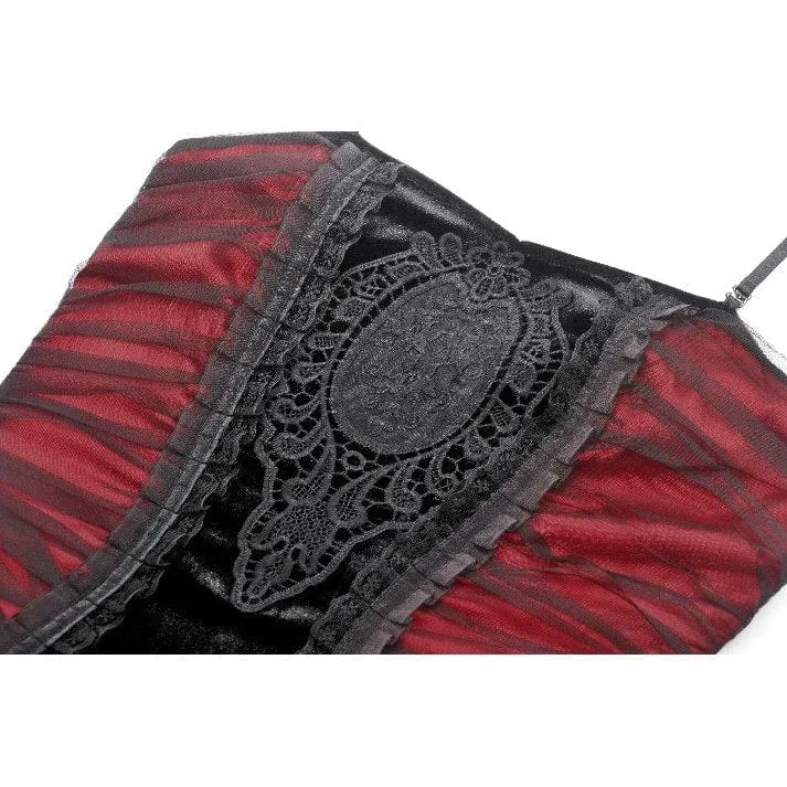 Gothic-Satinkleid aus Samt in Kontrastfarbe für Damen