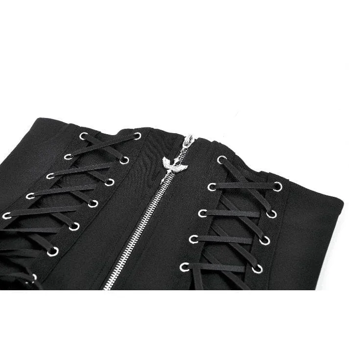 Punk-Shorts mit Ösen und Reißverschluss für Damen