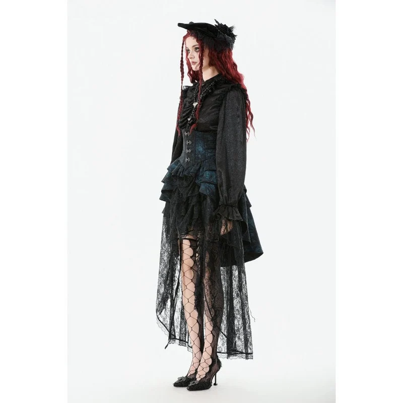 Gothic-Rock mit unregelmäßigem Saum und Schnalle für Damen