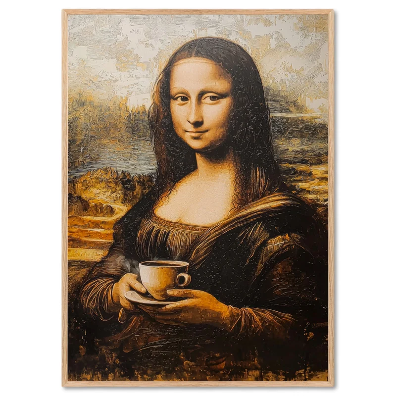 Geschenk Kaffeeliebhaber Kaffee Poster Mona Lisa Bild Küche Coffee Love Geschenk Hauskauf Deko Küche Wand Küchen Print Kunstdruck Kaffee